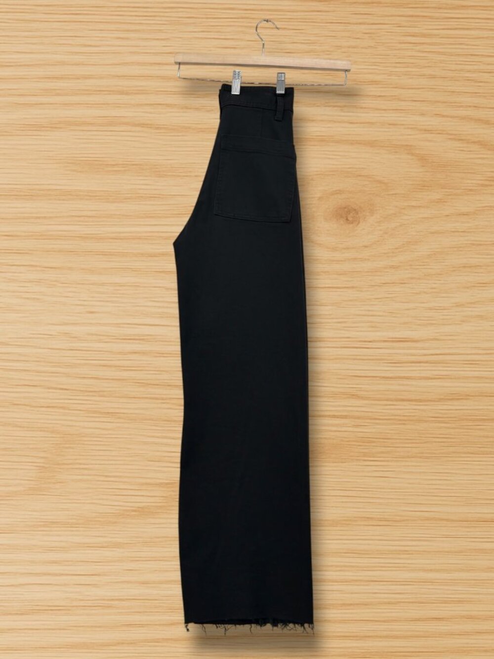 Zara Black Wide Leg Raw Fringe Hem Denim 0 - Picture 4 of 4